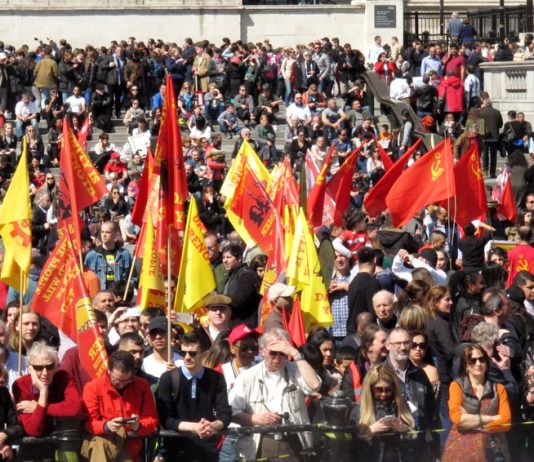 A section of the rally in Trafalgar Square