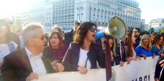 Lawyers in front of the Vouli on Sunday evening