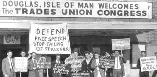 A protest outside the 1960 TUC congress in Douglas by supporters of the National Seamen’s Reform Movement