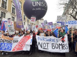 Student nurses campaigning against tuition fees replacing bursaries