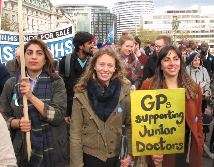 GPs taking part in a demonstration of junior doctors