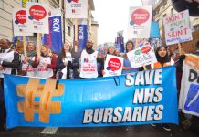 Student nurses demonstrating to save their bursaries – NHS students march to parliament today