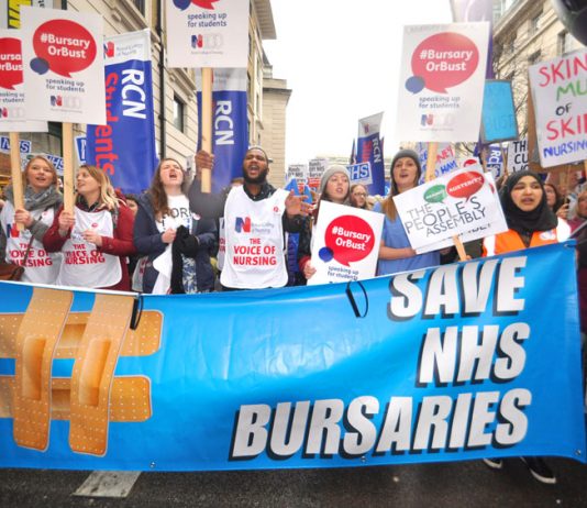 Student nurses demonstrating to save their bursaries – NHS students march to parliament today