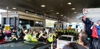 Refugee supporters were blocked by police from boarding the ferry at Dover