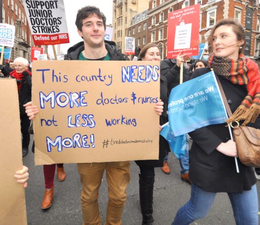 Junior doctors in the front line against imposed contracts, privatisation and not getting the number of staff that the NHS requires