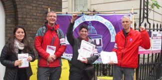 UCU strikers at University College London during last month’s strike over pay