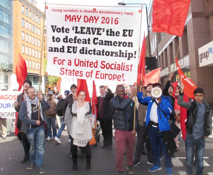 Workers Revolutionary Party and Young Socialists marching on May Day giving a lead to the whole working class