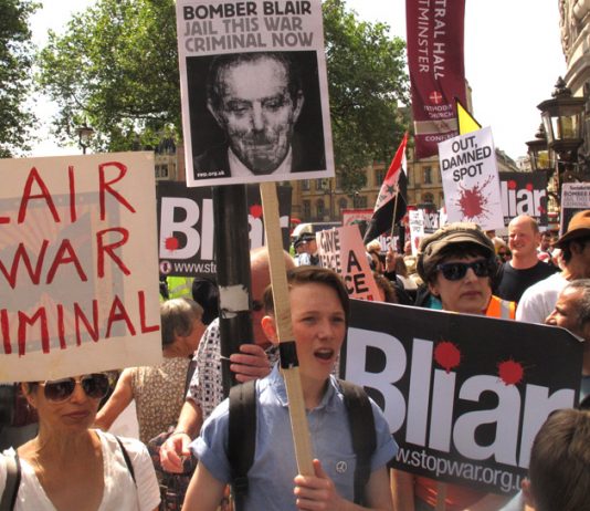 Yesterday’s rally outside the QE2 Centre as Chilcot made his long awaited report public