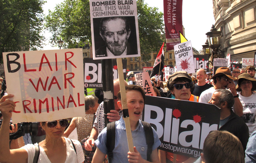 Yesterday’s rally outside the QE2 Centre as Chilcot made his long awaited report public