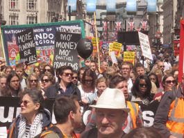 Teachers demanding more funding and an end to government cuts to education – teachers want smaller class sizes and are opposed to academisation