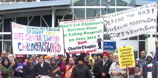 Childrens services are under attack all over the country – picture shows them being defended at Ealing Hospital