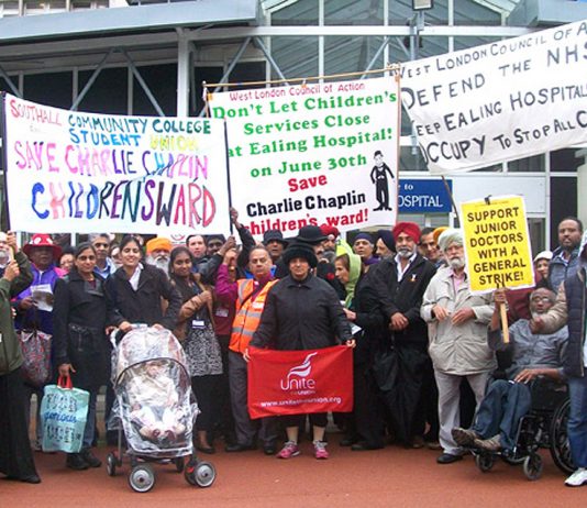 Childrens services are under attack all over the country – picture shows them being defended at Ealing Hospital