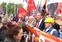 Jeremy Corbyn marches with steel workers through London