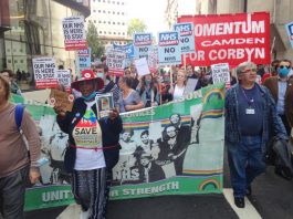 Junior doctors, NHS workers and angry patients march through central London on Thursday evening