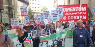 Junior doctors, NHS workers and angry patients march through central London on Thursday evening