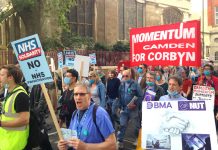 Demonstration to defend the NHS marching from Bart’s Hospital on Thursday evening