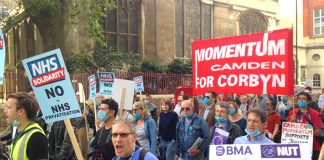 Demonstration to defend the NHS marching from Bart’s Hospital on Thursday evening