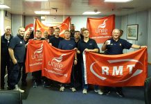 RMT members on the second day of their strike action on the Wood Group Shell. Photo Credit: RMT