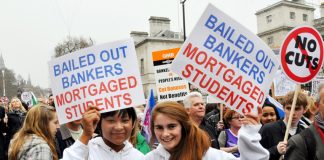 Students demonstrate against bankers’ bailouts – a new crash and new rescue attempt impending, says Adam Smith Institute