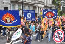 Firefighters from across the country taking part in a TUC national demonstration against austerity