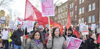 March to City Hall, London, demanding council homes for all and an end to evictions