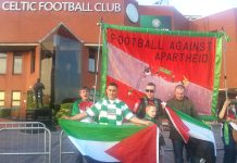 Celtic supporters flew the Palestinian flag both outside and inside the ground last Wednesday evening