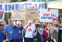 Thousands marched through Stafford to demand their A&E is open 24 hours seven days a week