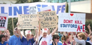 Thousands marched through Stafford to demand their A&E is open 24 hours seven days a week