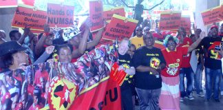 NUMSA members demonstrate outside COSATU House against their expulsion