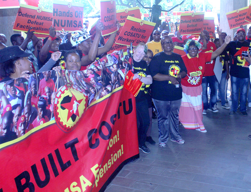 NUMSA members demonstrate outside COSATU House against their expulsion