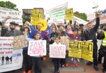 Rally in front of Ealing Hospital in May to defend children’s services