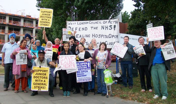 Lively mass picket of Ealing Hospital gave its full support to the decisive strike actions called by the junior doctors