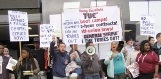 Young Socialists and WRP members lobbying the TUC last year demanding ‘No Zero-Hours Contracts’ and ‘End Slave Labour for Youth’