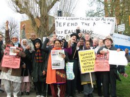 Ealing Hospital mass picket over closure of the Charlie Chaplin Children’s Ward