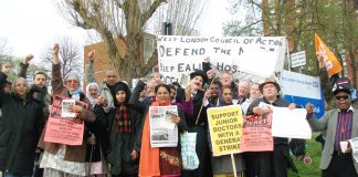 Ealing Hospital mass picket over closure of the Charlie Chaplin Children’s Ward