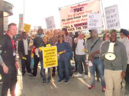 A section of the Young Socialists lobby of the TUC Congress demanding a general strike in support of junior doctors
