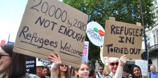 Over 100,000 people demonstrated in London in September last year in support of refugees