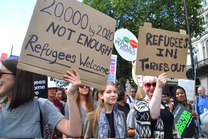 Over 100,000 people demonstrated in London in September last year in support of refugees