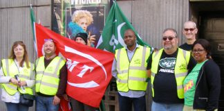 Southern rail pickets standing up for safety during recent strike action at London’s Victoria Station