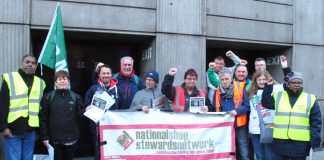 Striking Southern rail guards on the picket line yesterday morning at Victoria station – they are out again today and tomorrow