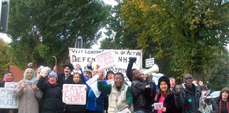 Doctors, nurses and NHS staff stopped to support the extremely determined picket to save Ealing Hospital