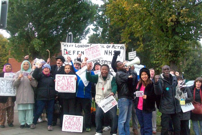 Doctors, nurses and NHS staff stopped to support the extremely determined picket to save Ealing Hospital