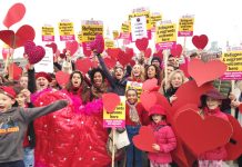 A ‘Refugees Welcome’ rally on the Millennium Bridge yesterday morning makes its message very clear