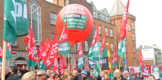 SipTu health workers on a demonstration fighting against the Irish government’s cuts to the public sector