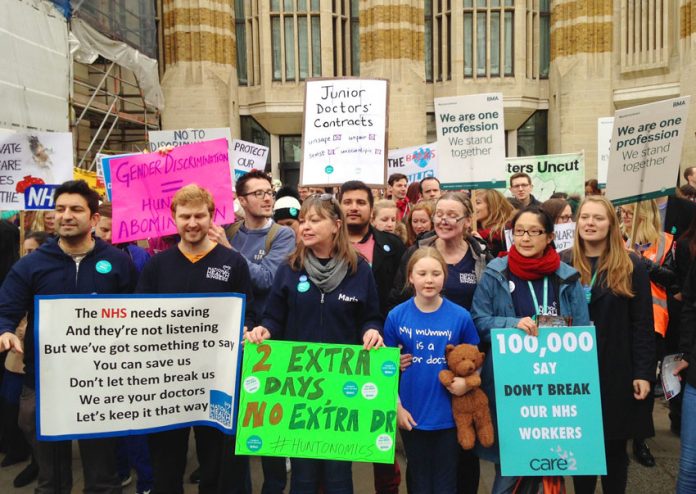 Striking junior doctors pointed out that they were defending the NHS against a Tory onslaught and that it needed saving