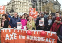 Protest against the Housing Act outside Parliament as Tory Chancellor Hammond delivered his Autumn Statement