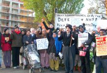 A lively mass picket of Ealing Hospital yesterday morning demanded the reopening of the maternity and children’s services