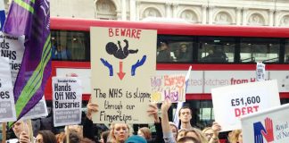 Student nurses and midwives campaigning against the ending of bursaries – now they are to be saddled with £51,600 of fee debt