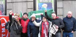 Morale was high on the Southern rail picket line at Victoria Station yesterday morning