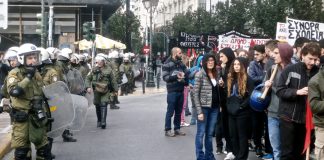 Riot police confront thousands of Greek youth who marched on December 6th to remember the assassination of 15-year-old  Alexandros Grigiropoulos who was shot dead in cold blood on December 6th 2008